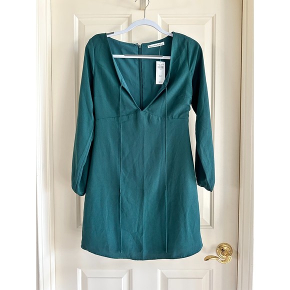 Abercrombie & Fitch Green Long Sleeve Mini Dress, Size Small - Picture 4 of 6